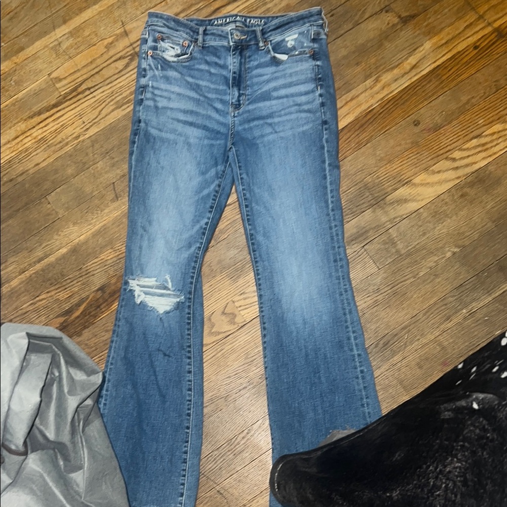 American Eagle Outfitters Blue Flare Wide Leg Jeans